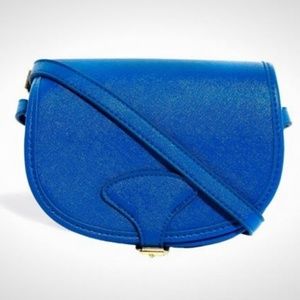 Royal Blue English Saddle Faux Leather Cross Body